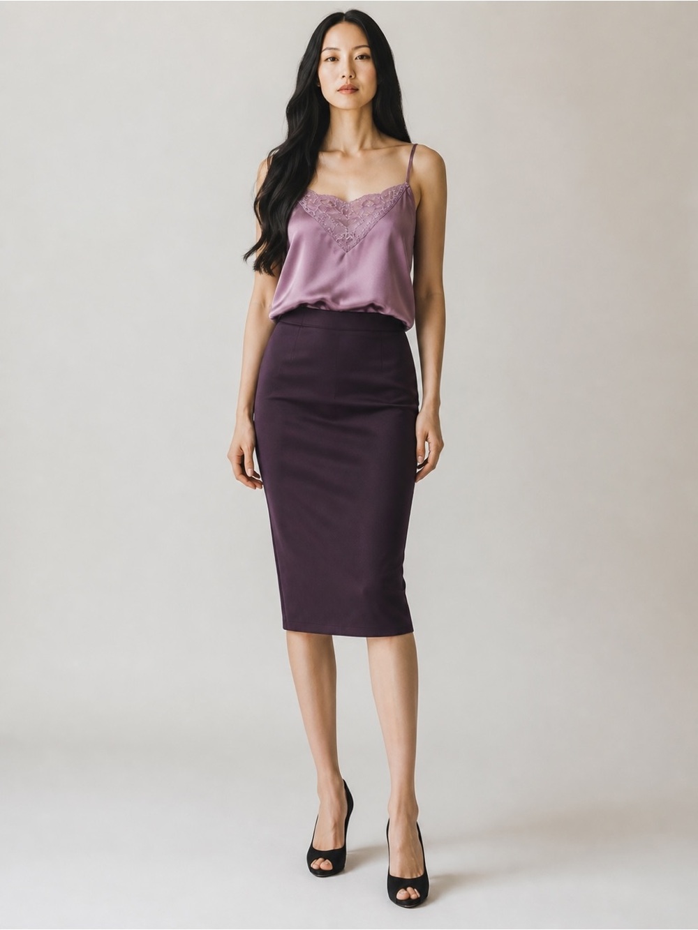 Sam Edelman Satin Lace-Trim Cami in Dusty Orchid NWT